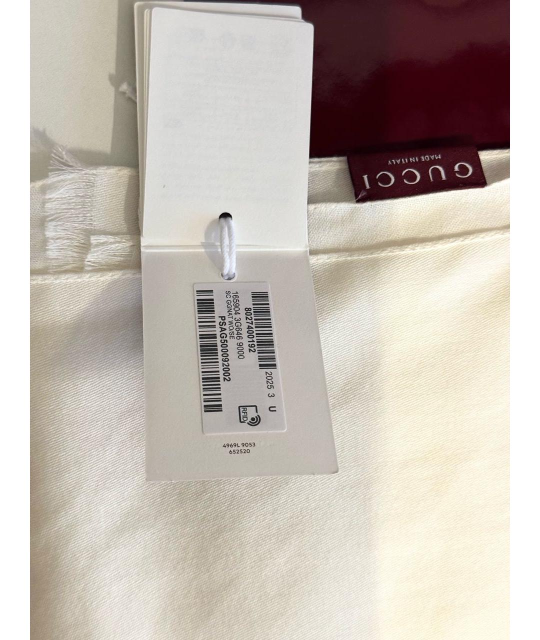 GUCCI Белый шерстяной шарф, фото 7