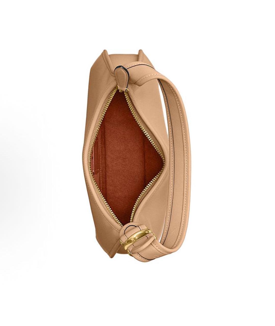 COACH Бежевая кожаная сумка через плечо, фото 3