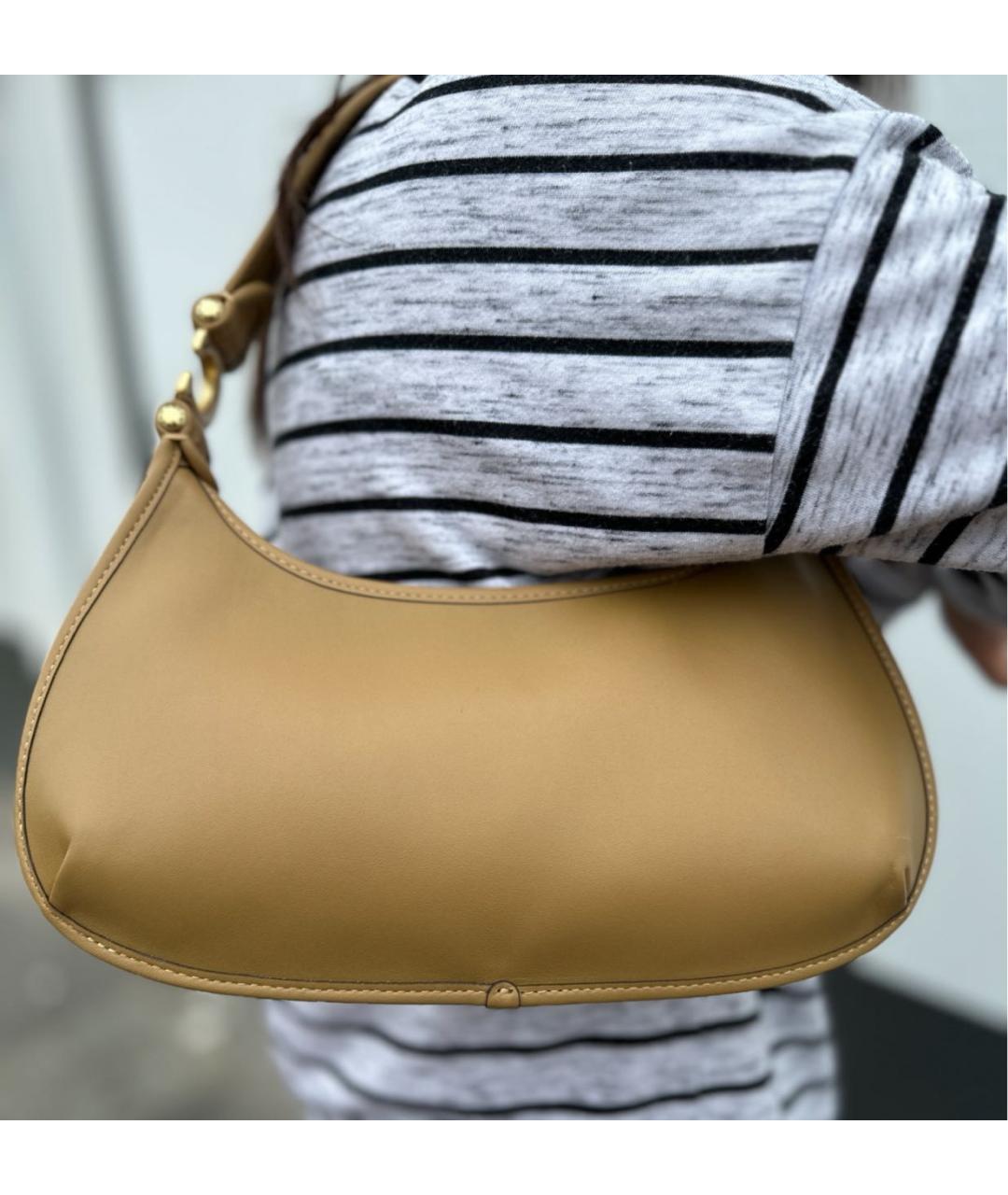 COACH Бежевая кожаная сумка через плечо, фото 4