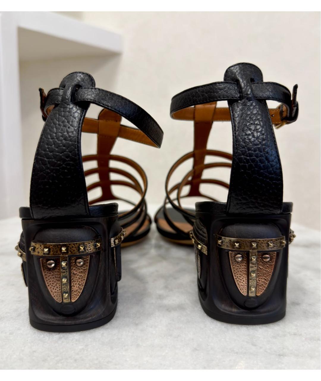 VALENTINO Черные кожаные босоножки, фото 4