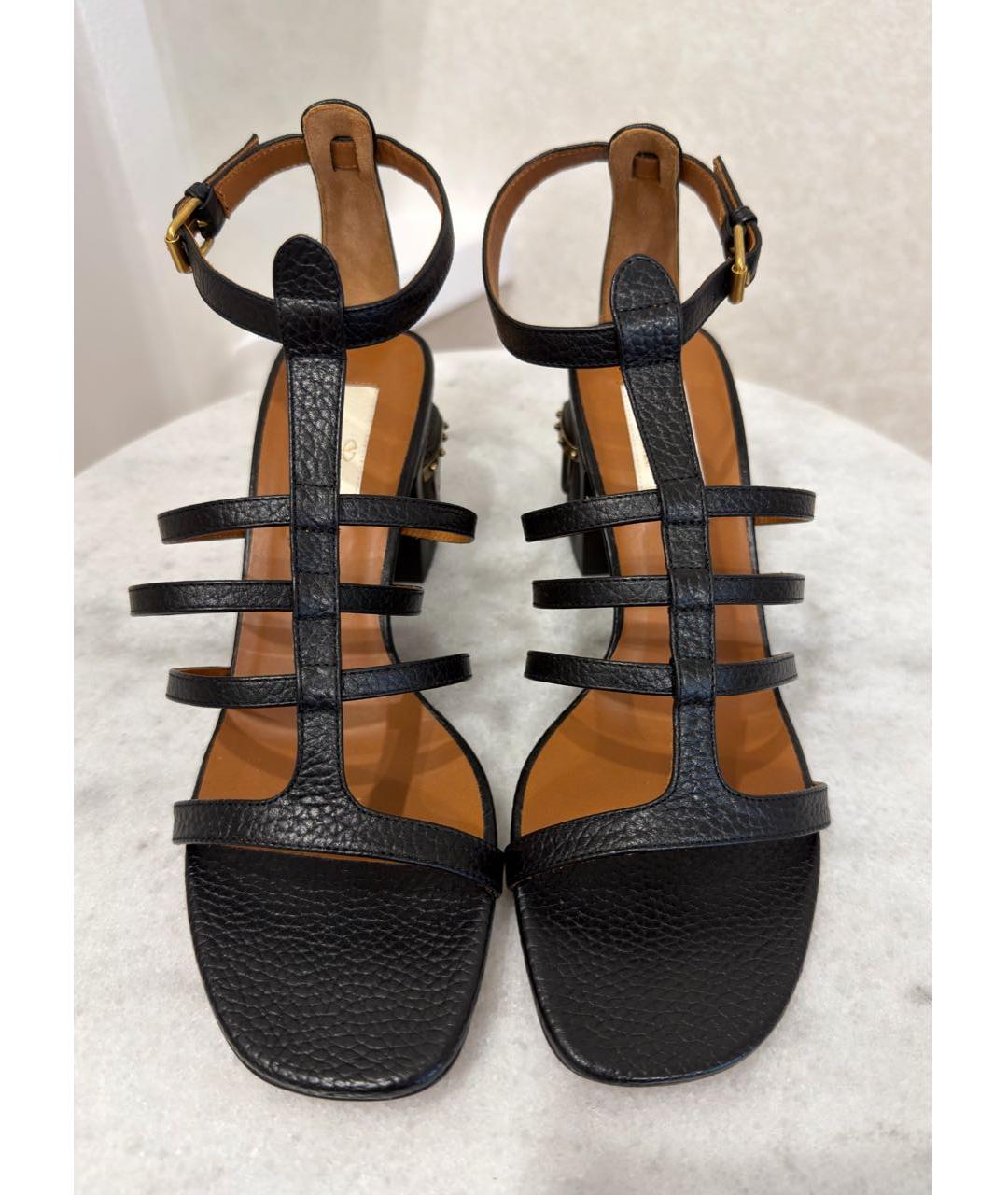 VALENTINO Черные кожаные босоножки, фото 3