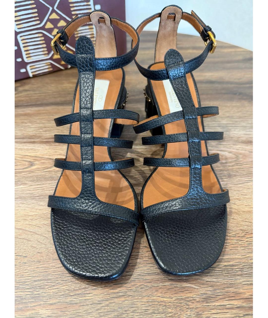 VALENTINO Черные кожаные босоножки, фото 8