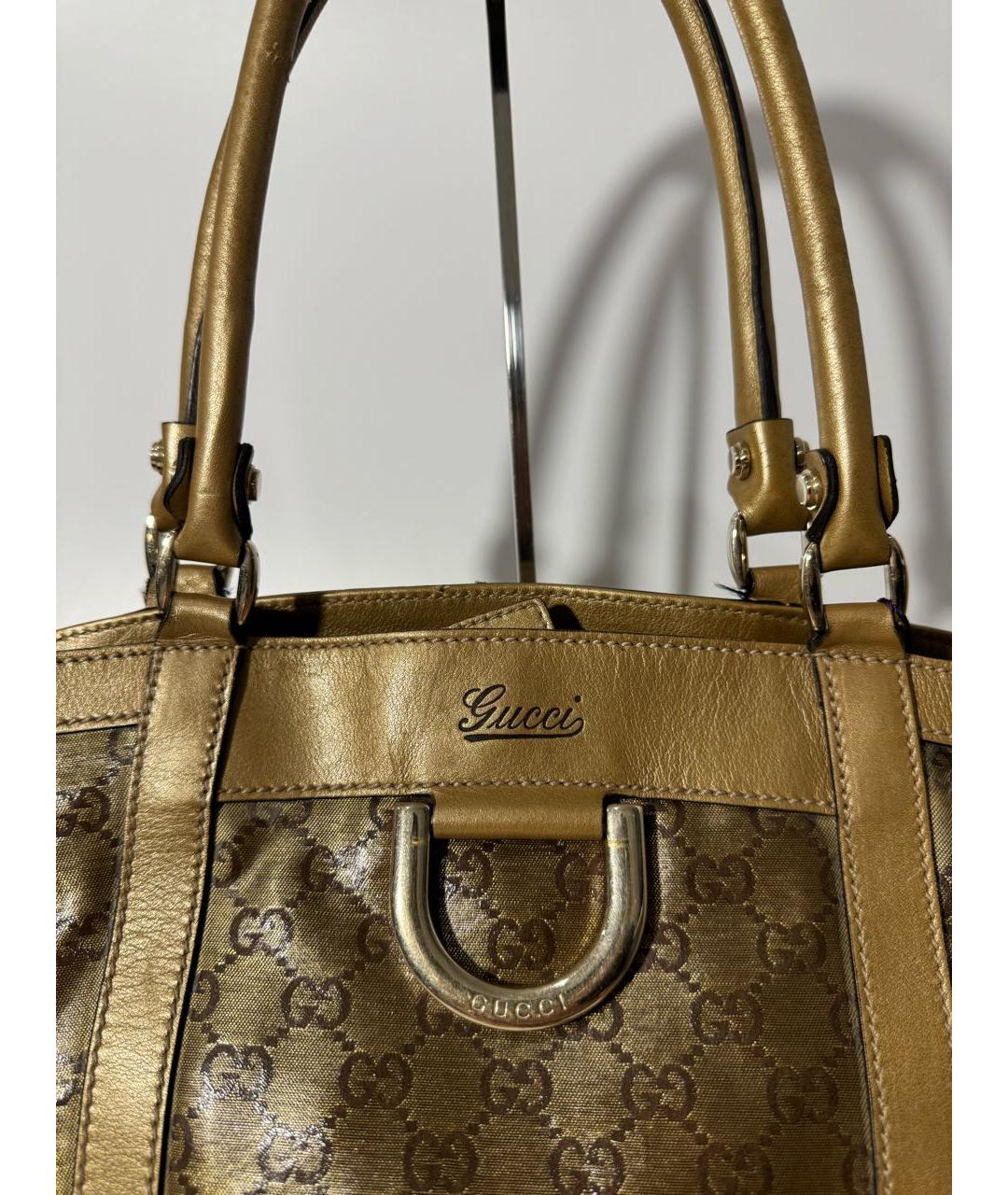 GUCCI Золотая кожаная сумка с короткими ручками, фото 5