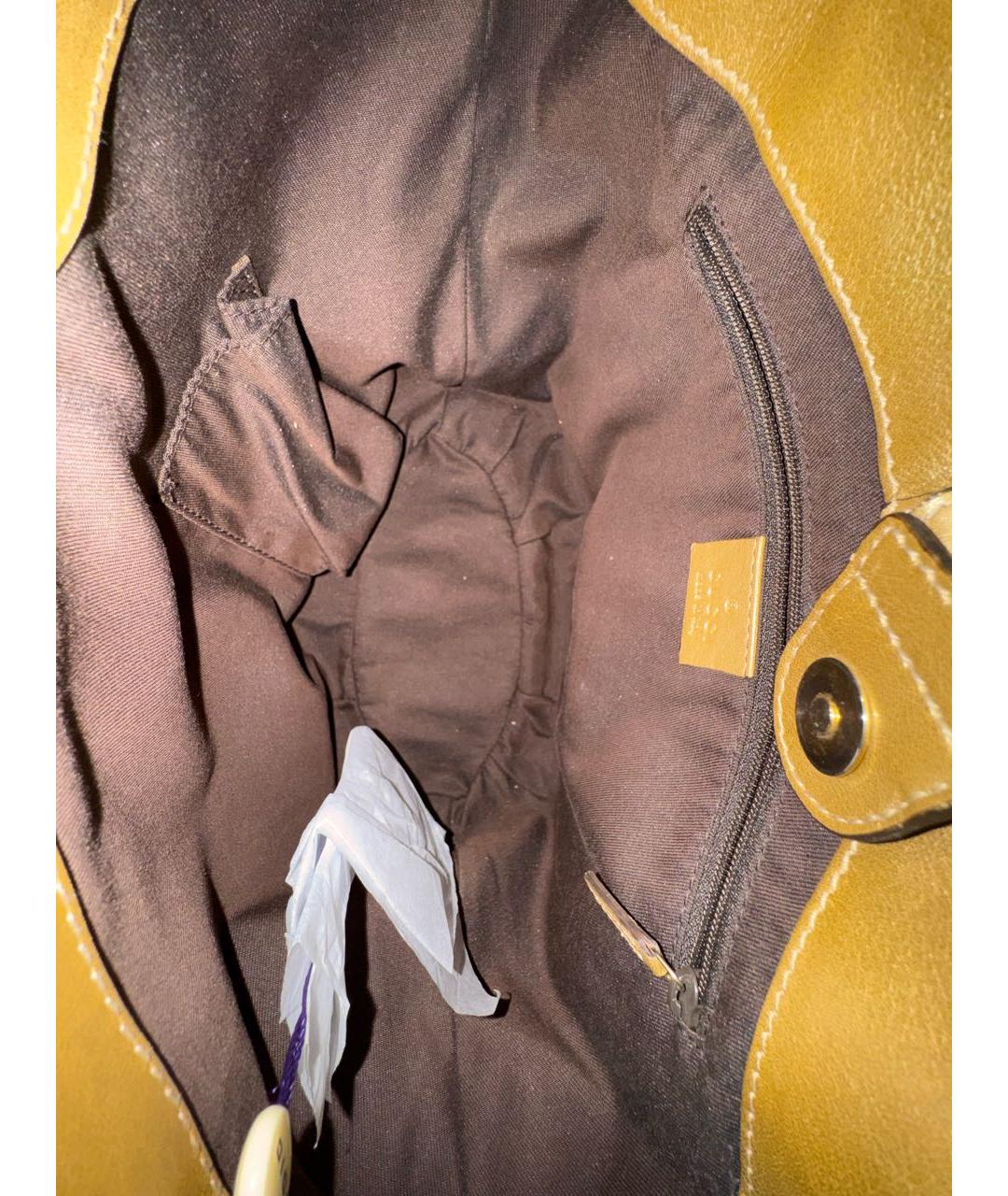 GUCCI Золотая кожаная сумка с короткими ручками, фото 3