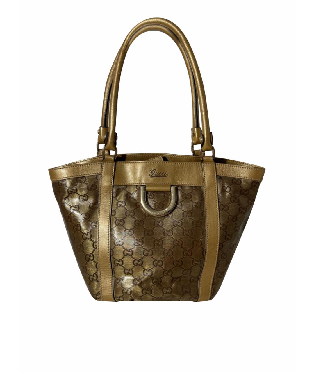 GUCCI Золотая кожаная сумка с короткими ручками, фото 1