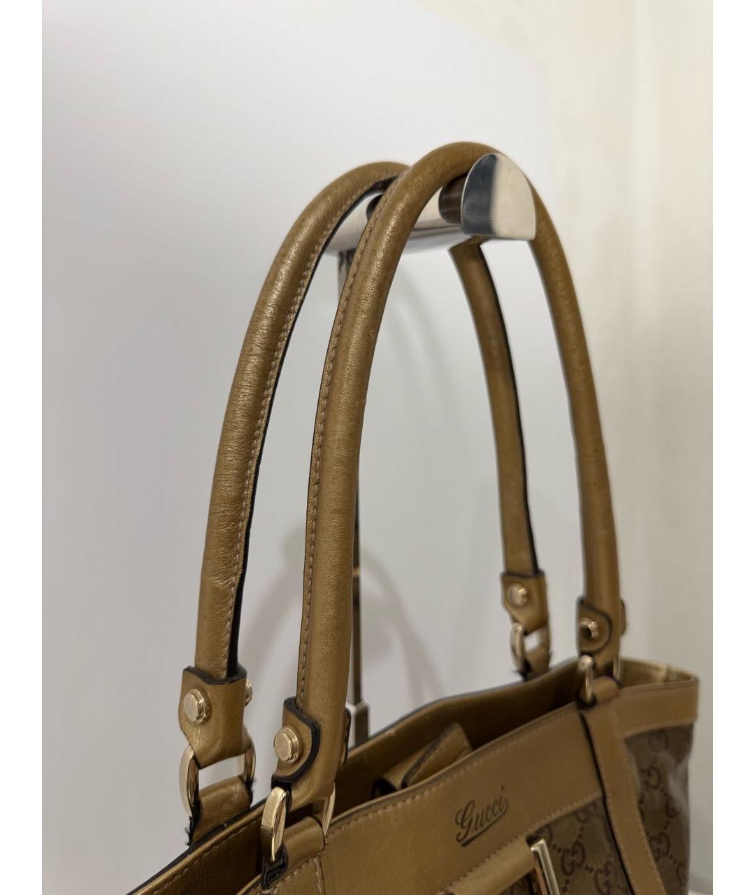 GUCCI Золотая кожаная сумка с короткими ручками, фото 8