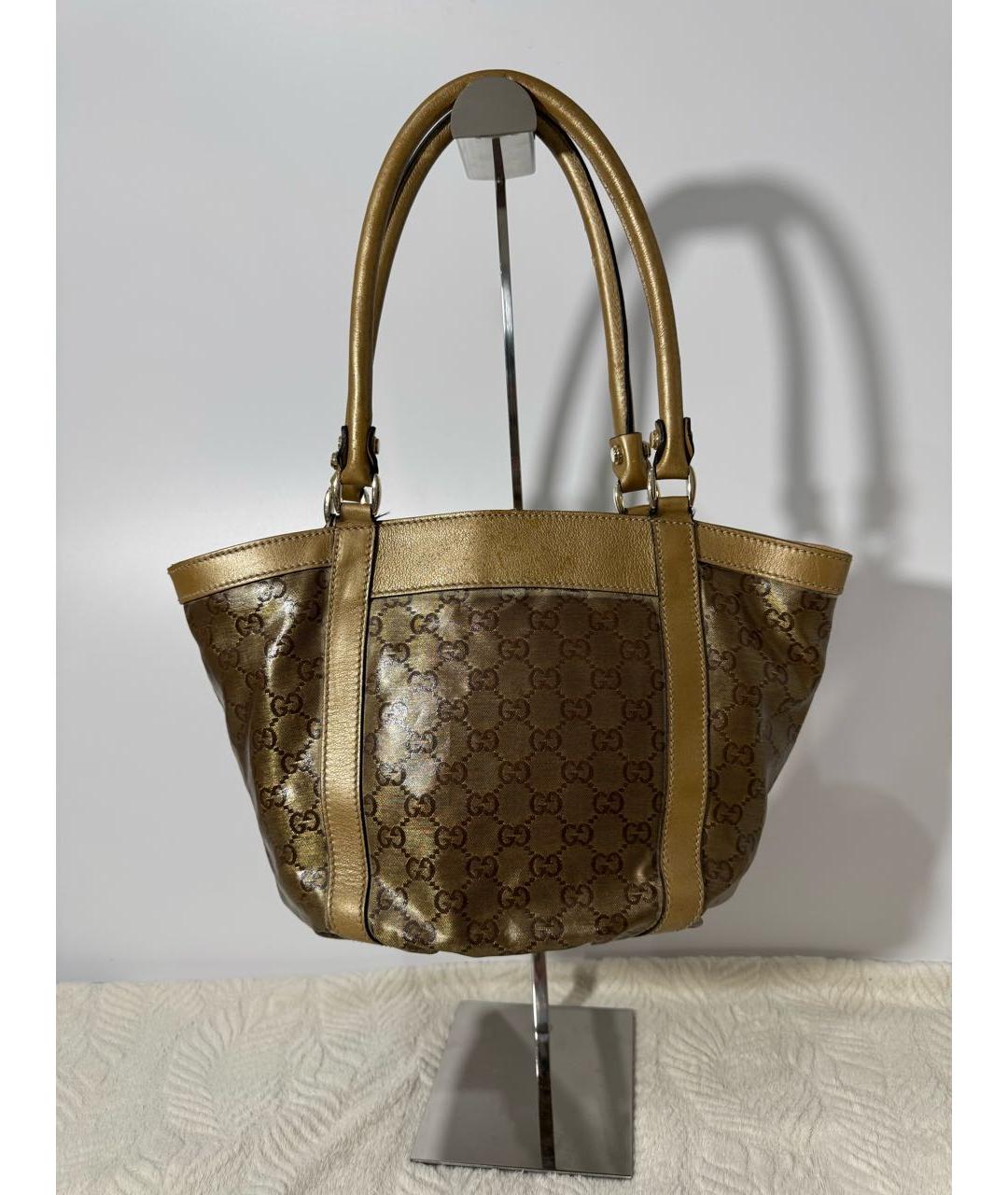 GUCCI Золотая кожаная сумка с короткими ручками, фото 2