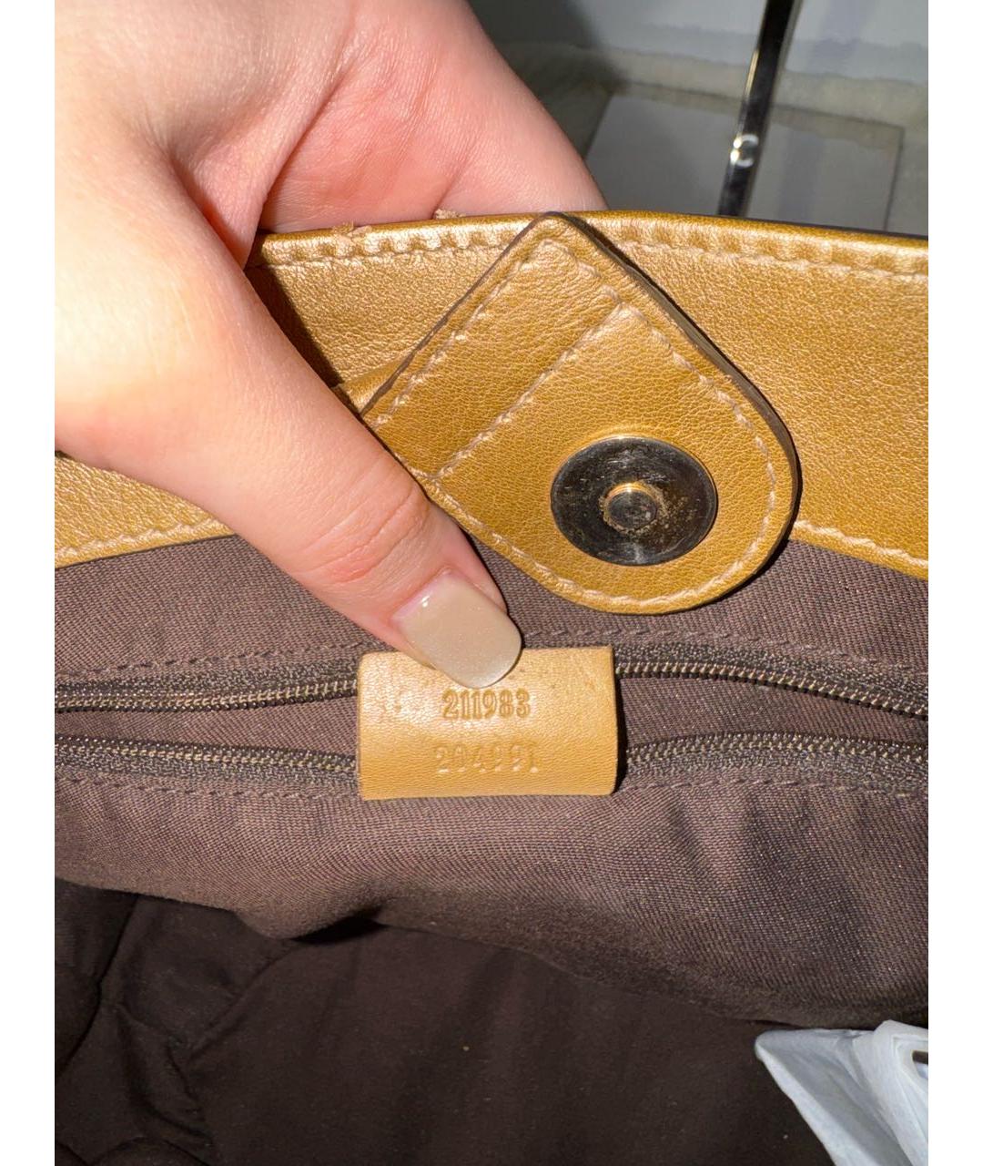 GUCCI Золотая кожаная сумка с короткими ручками, фото 4