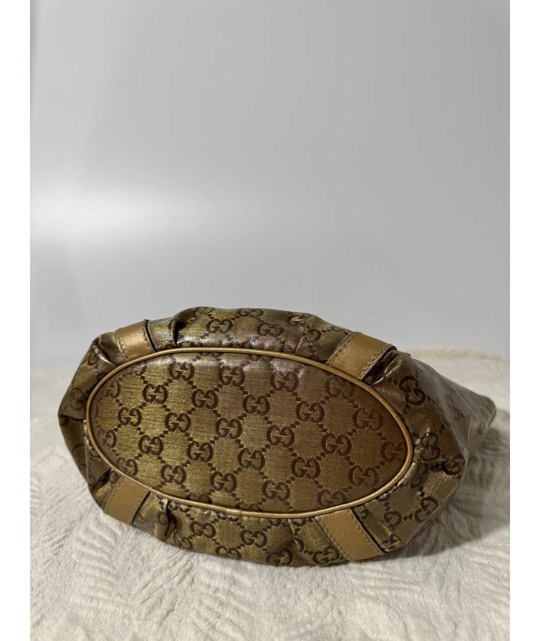 GUCCI Золотая кожаная сумка с короткими ручками, фото 6