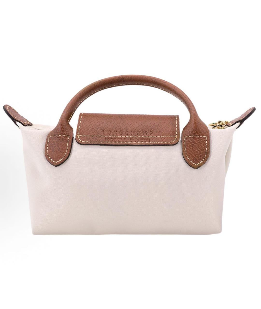 LONGCHAMP Бежевая синтетическая сумка с короткими ручками, фото 3