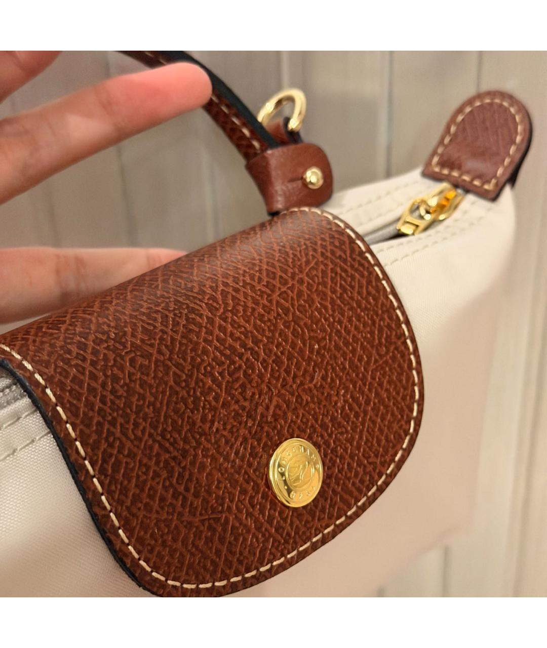 LONGCHAMP Бежевая синтетическая сумка с короткими ручками, фото 6