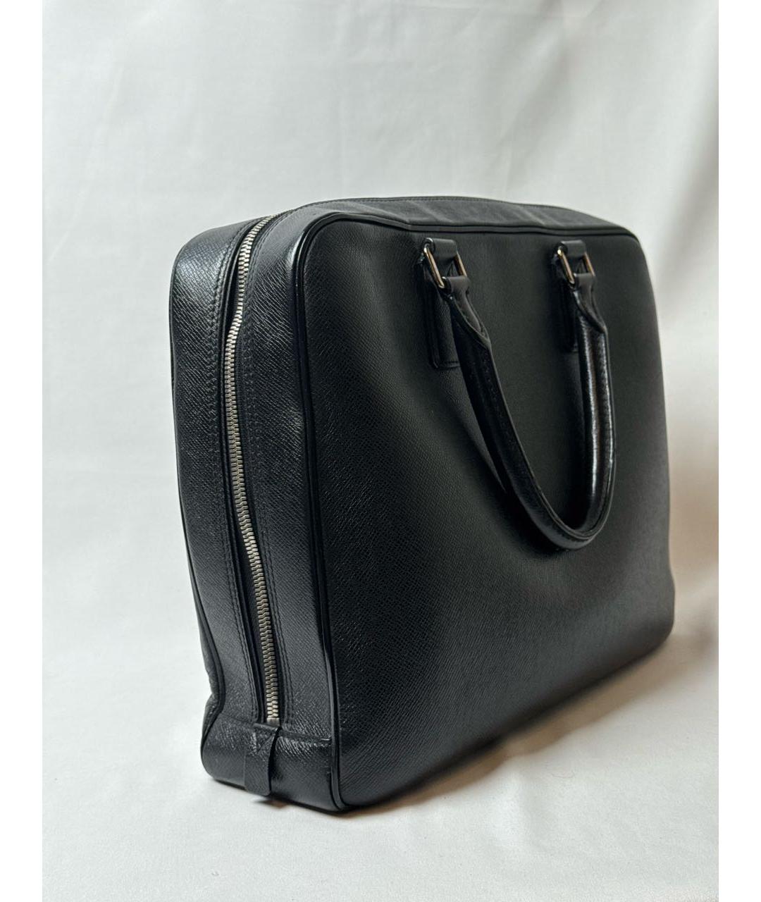 LOUIS VUITTON Черный кожаный портфель, фото 4