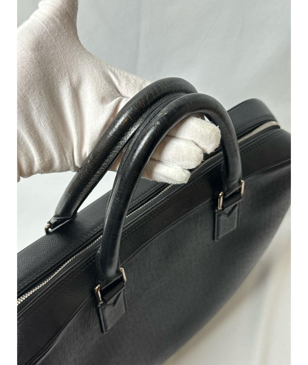 LOUIS VUITTON Черный кожаный портфель, фото 5