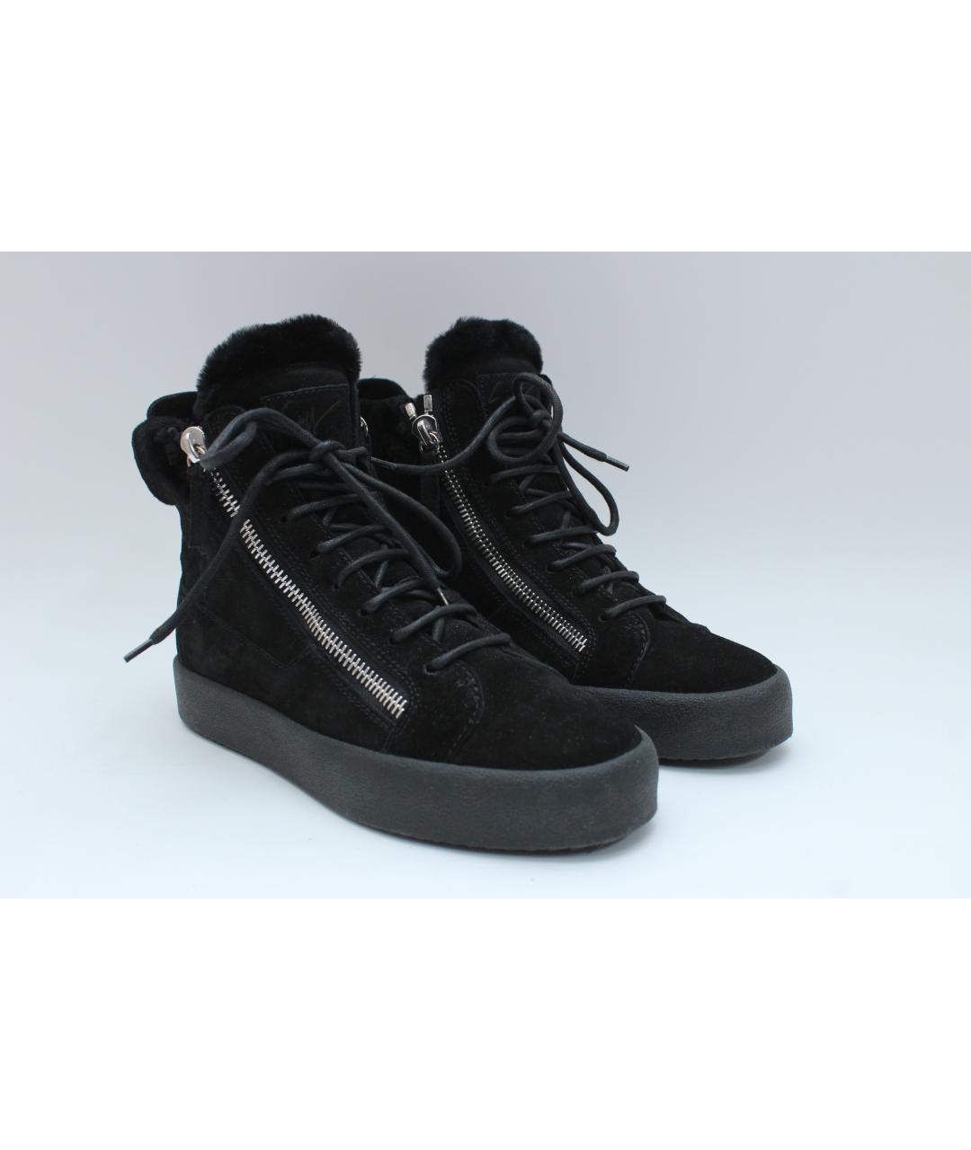 GIUSEPPE ZANOTTI DESIGN Черные замшевые высокие кроссовки / кеды, фото 5