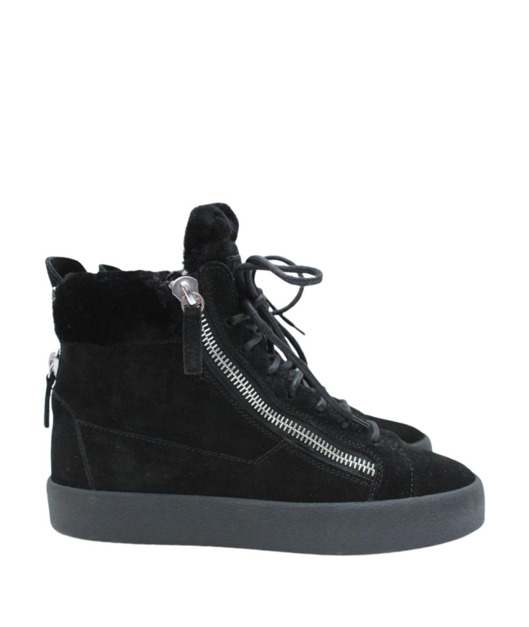 GIUSEPPE ZANOTTI DESIGN Черные замшевые высокие кроссовки / кеды, фото 1