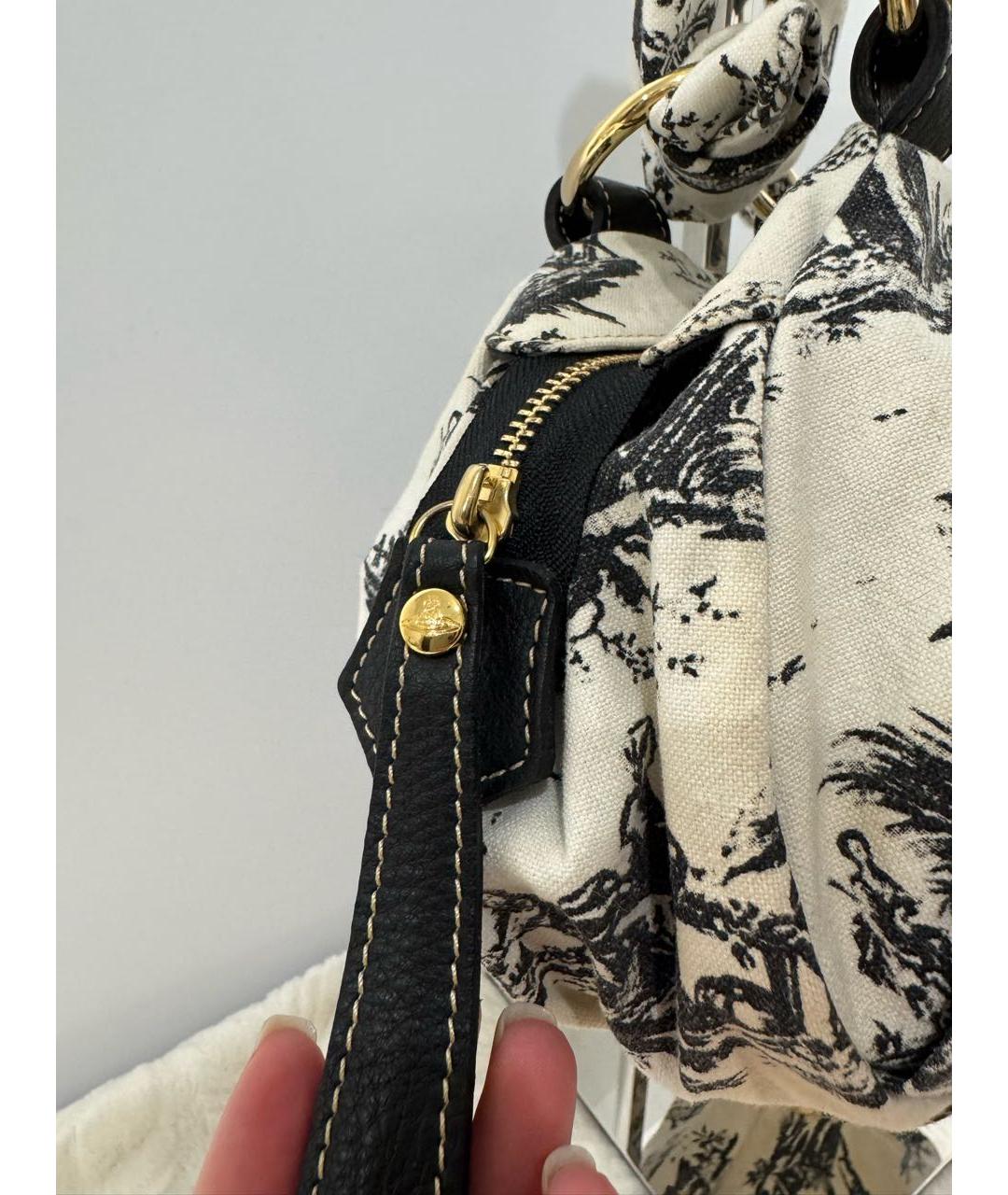 VIVIENNE WESTWOOD Белая хлопковая сумка с короткими ручками, фото 6