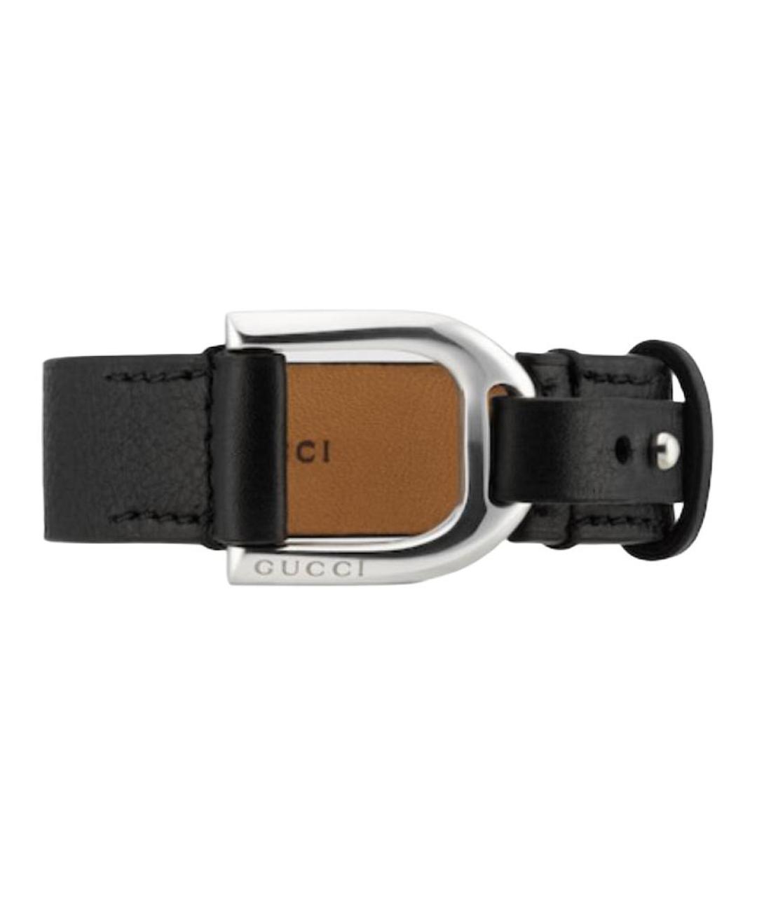 GUCCI Черный кожаный браслет, фото 3