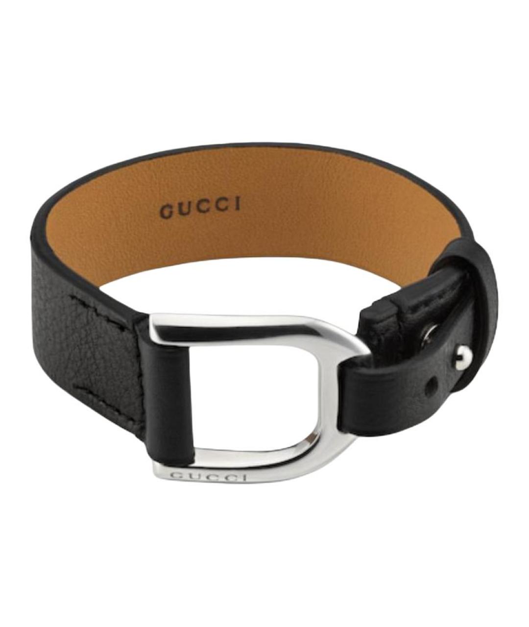 GUCCI Черный кожаный браслет, фото 1