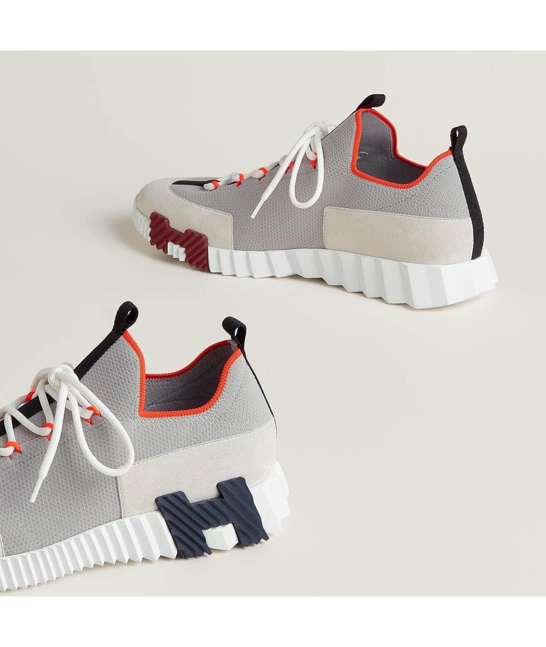 HERMES Серые текстильные низкие кроссовки / кеды, фото 4