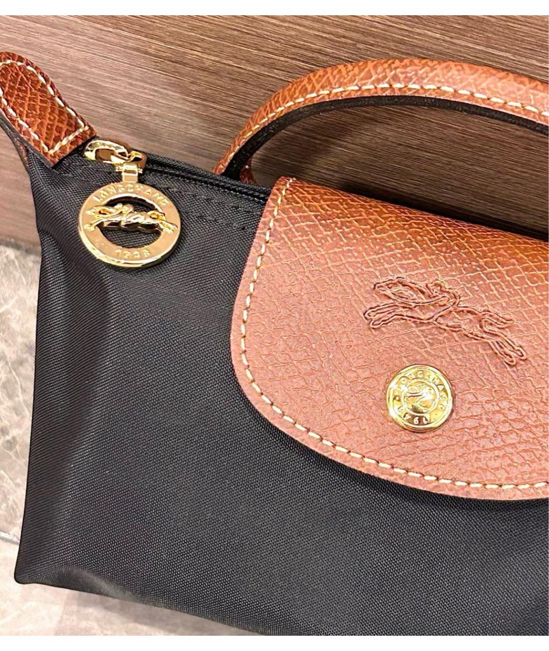 LONGCHAMP Черная синтетическая сумка с короткими ручками, фото 6