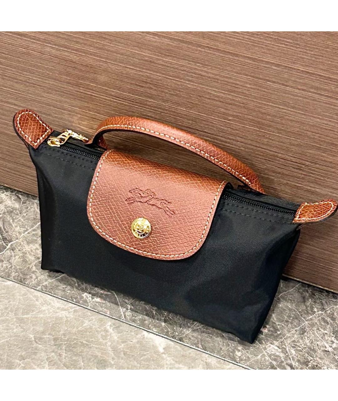 LONGCHAMP Черная синтетическая сумка с короткими ручками, фото 4