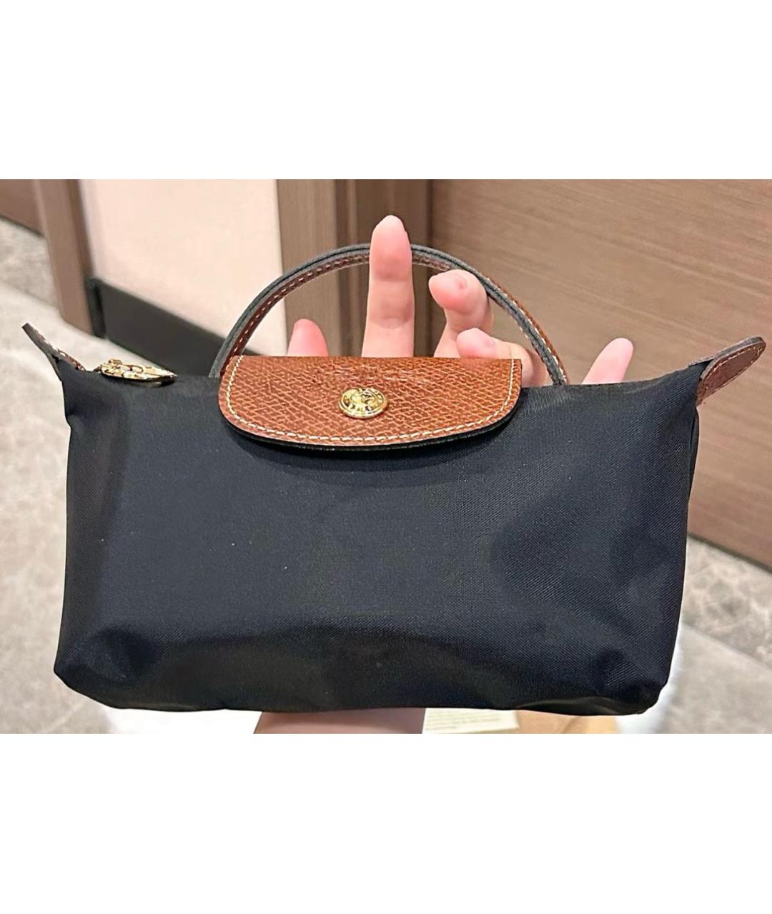 LONGCHAMP Черная синтетическая сумка с короткими ручками, фото 5