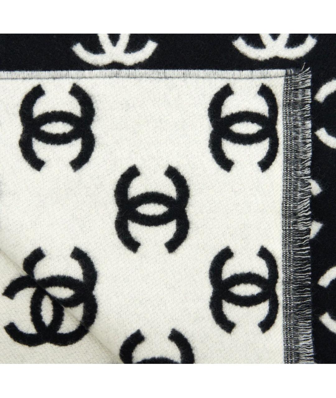 CHANEL Белый шерстяной шарф, фото 2