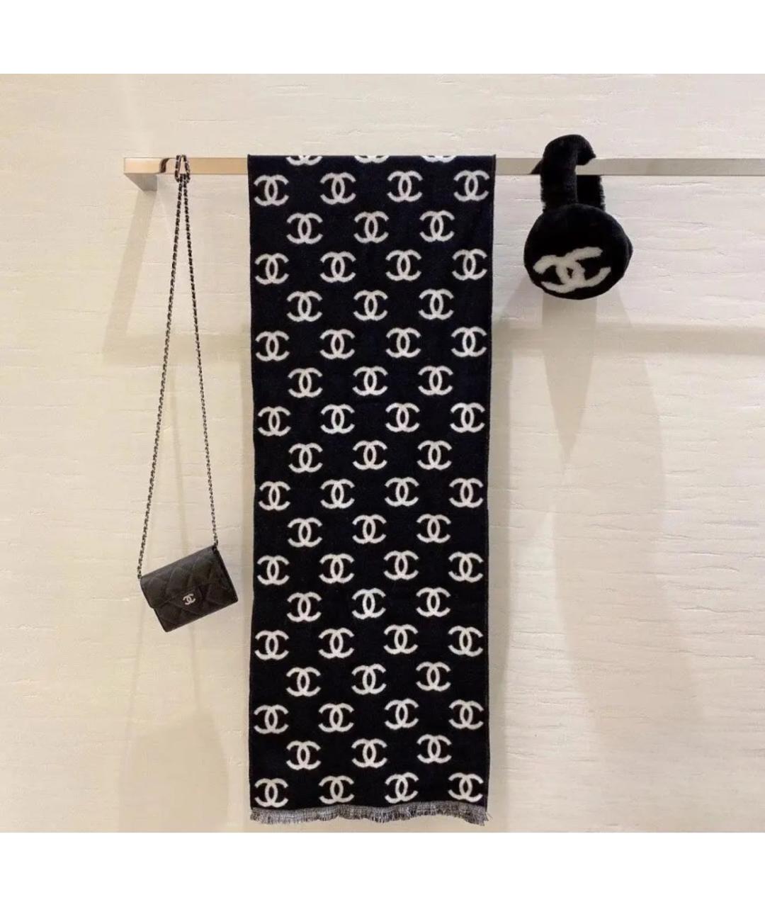 CHANEL Белый шерстяной шарф, фото 4
