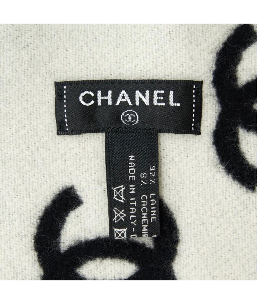 CHANEL Белый шерстяной шарф, фото 3