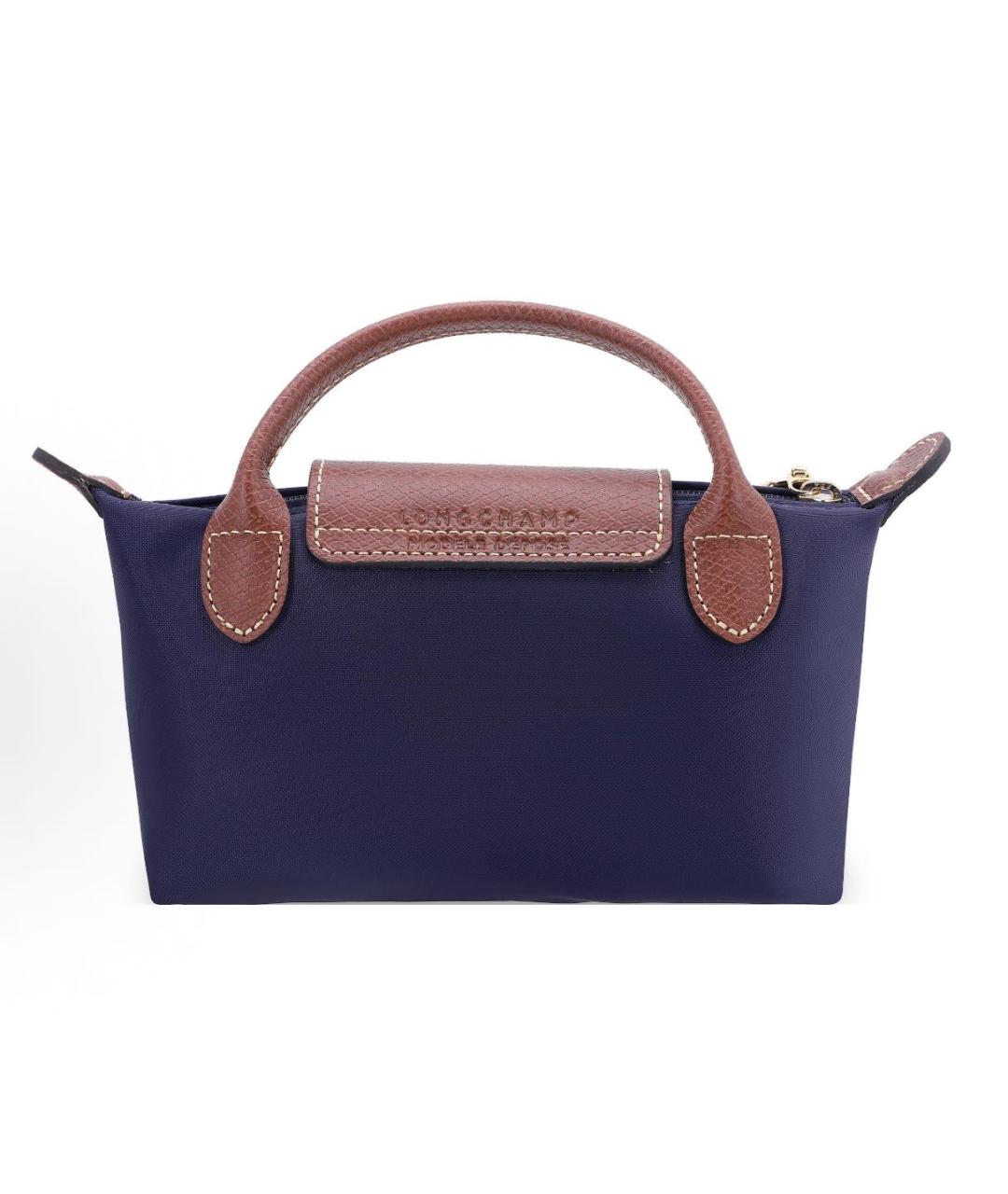 LONGCHAMP Темно-синяя синтетическая сумка с короткими ручками, фото 3