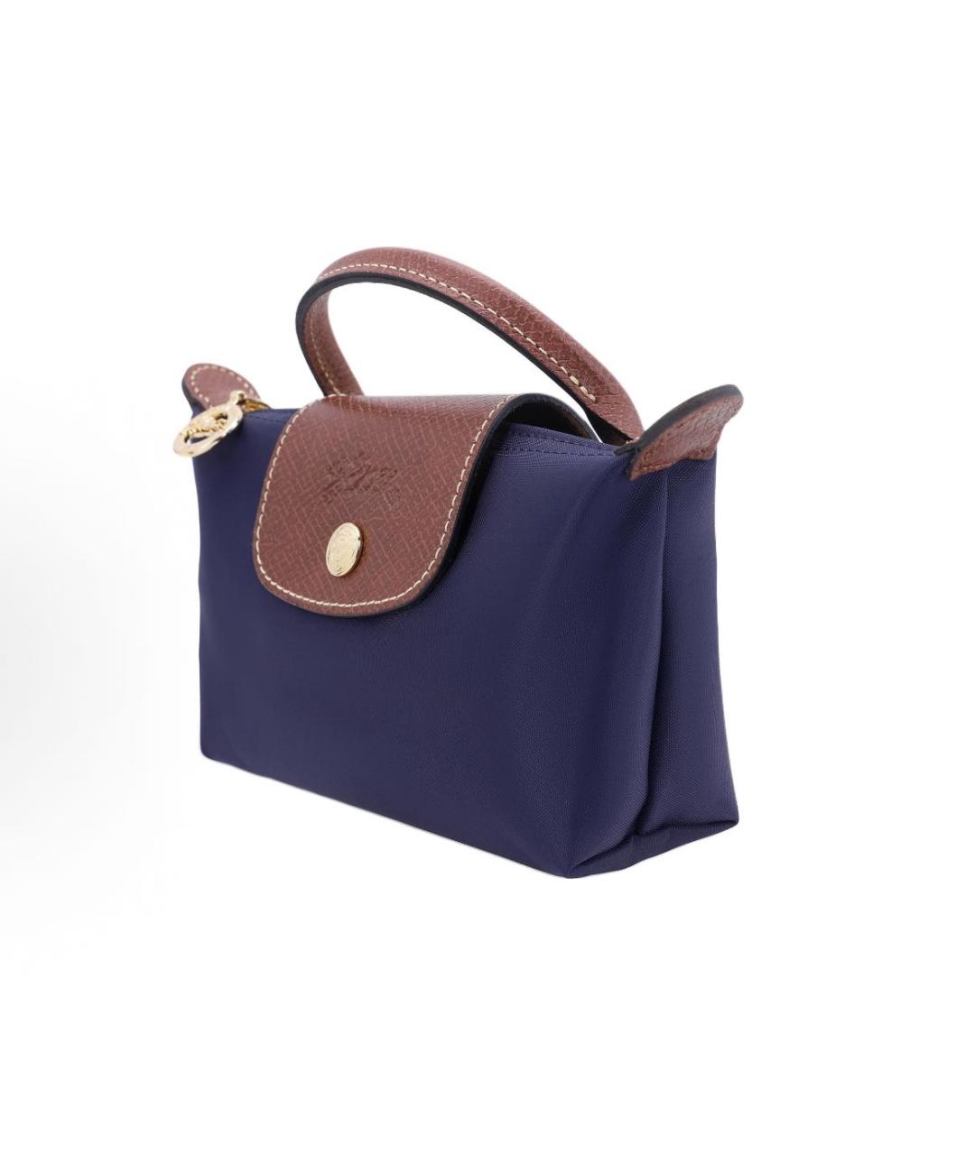 LONGCHAMP Темно-синяя синтетическая сумка с короткими ручками, фото 2