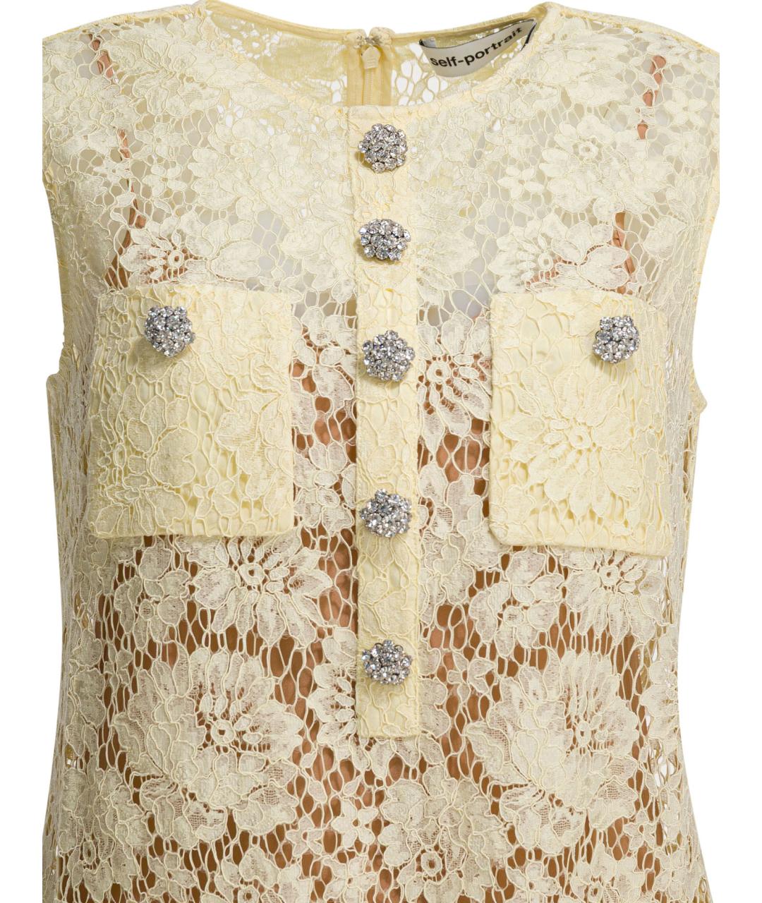 SELF-PORTRAIT Желтое полиамидовое повседневное платье, фото 3