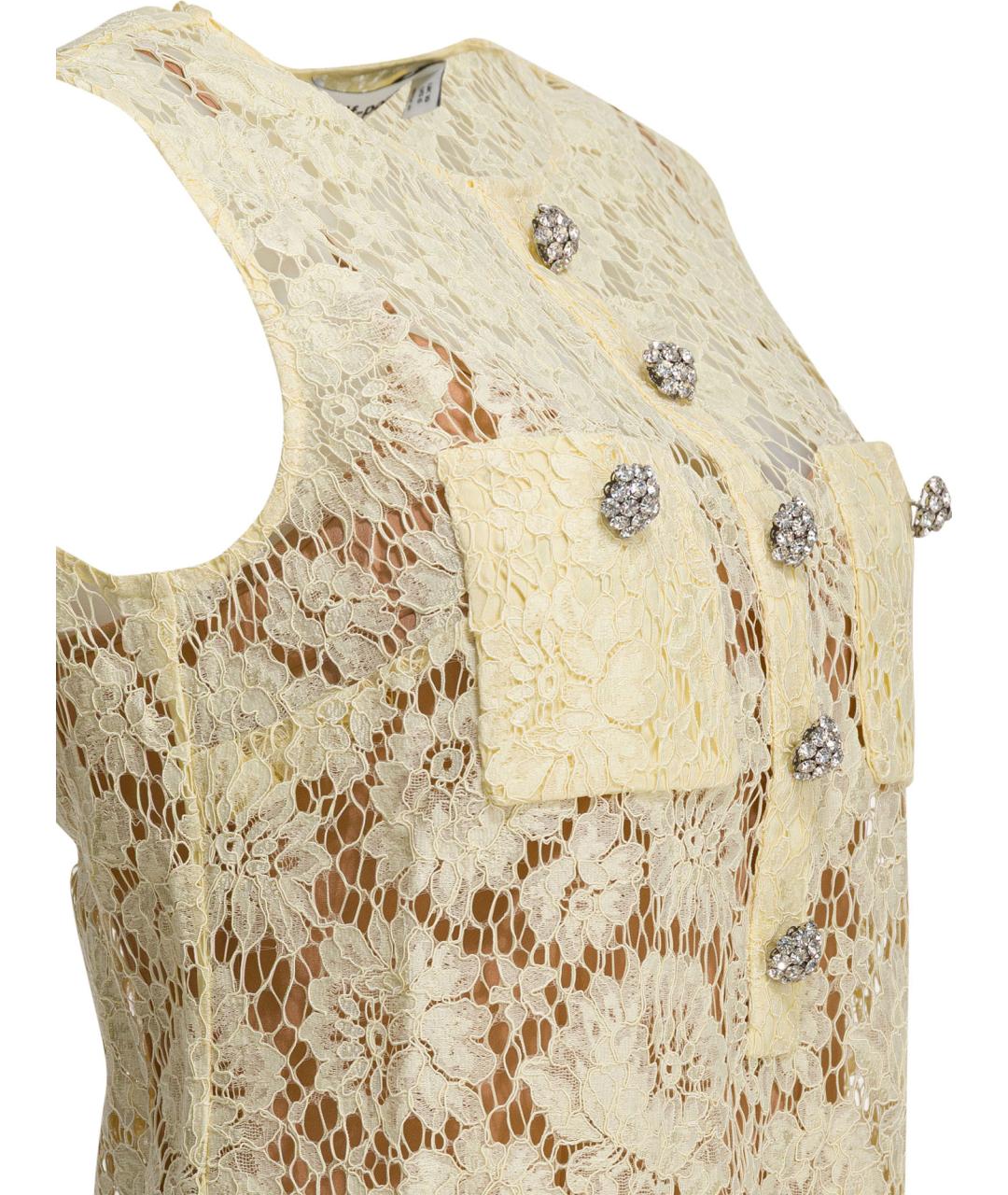 SELF-PORTRAIT Желтое полиамидовое повседневное платье, фото 4