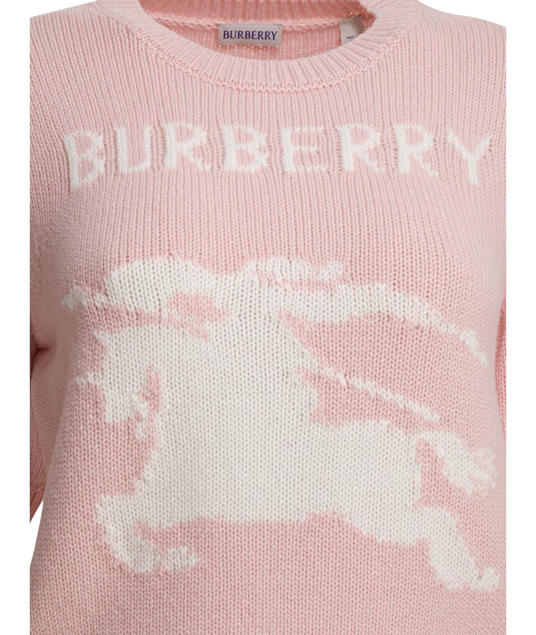 BURBERRY Розовый шерстяной джемпер / свитер, фото 3