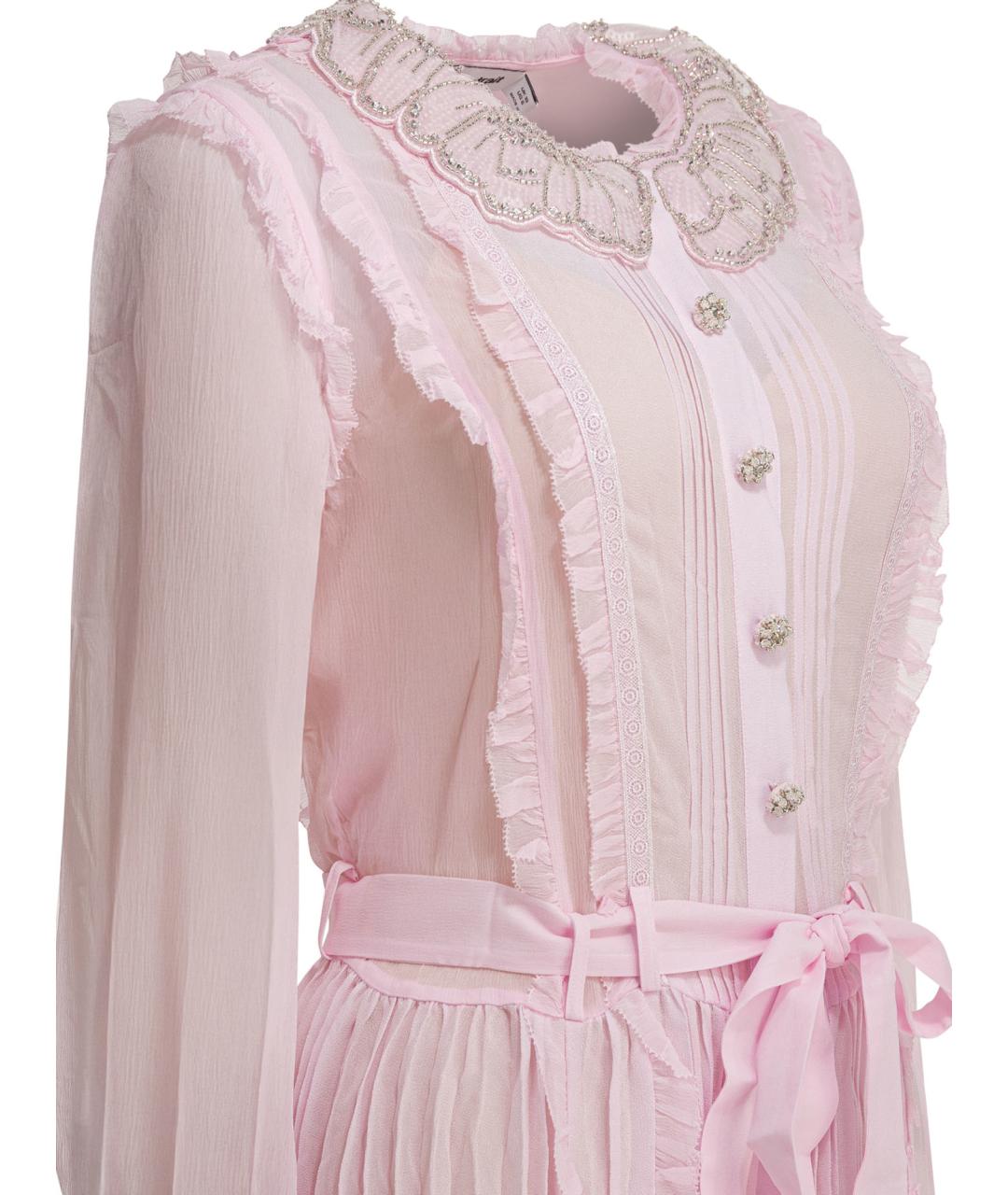 SELF-PORTRAIT Розовое вискозное платье, фото 4