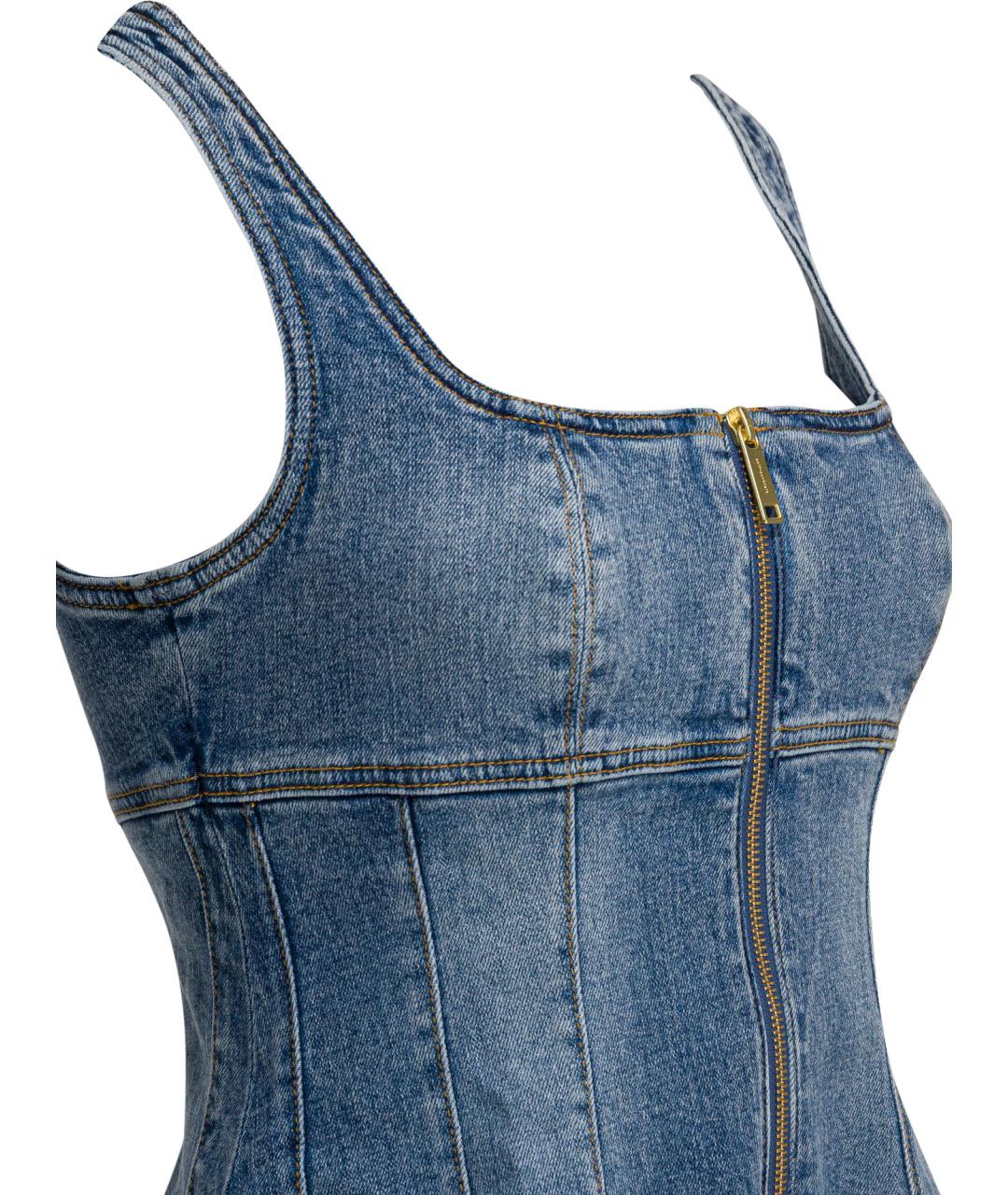 SELF-PORTRAIT Синее хлопковое повседневное платье, фото 4