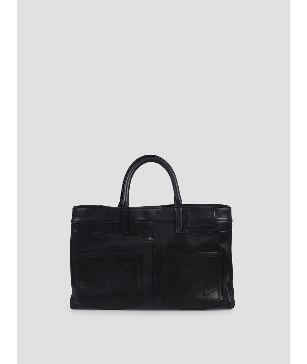 MEDEA Черная кожаная сумка тоут, фото 3