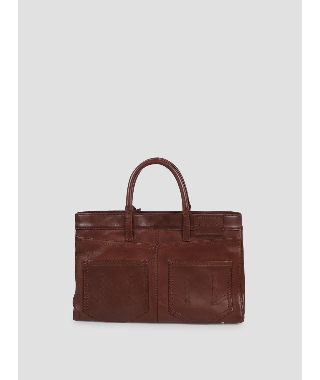 MEDEA Коричневая кожаная сумка тоут, фото 3