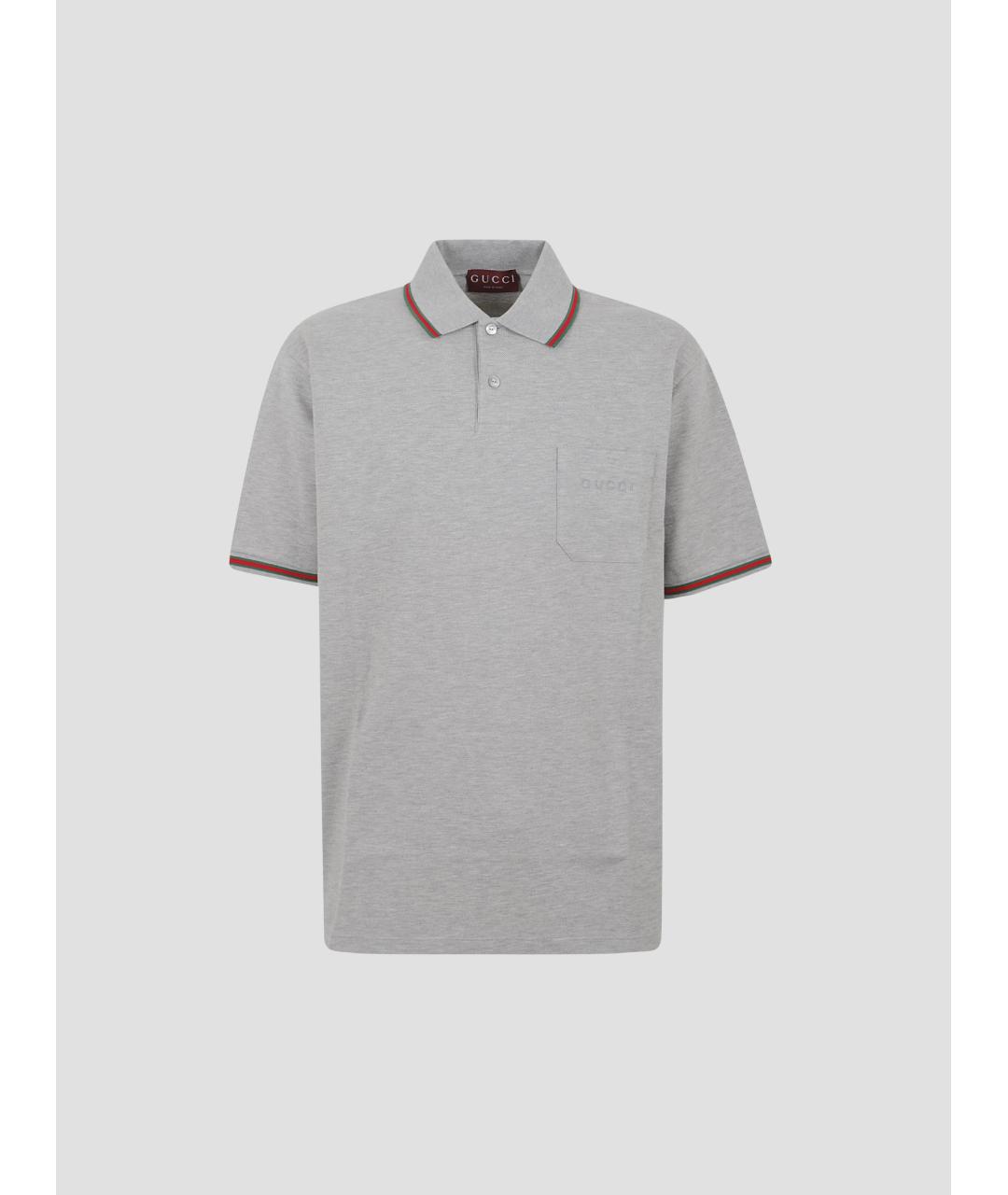GUCCI Серое вискозное поло с коротким рукавом, фото 4
