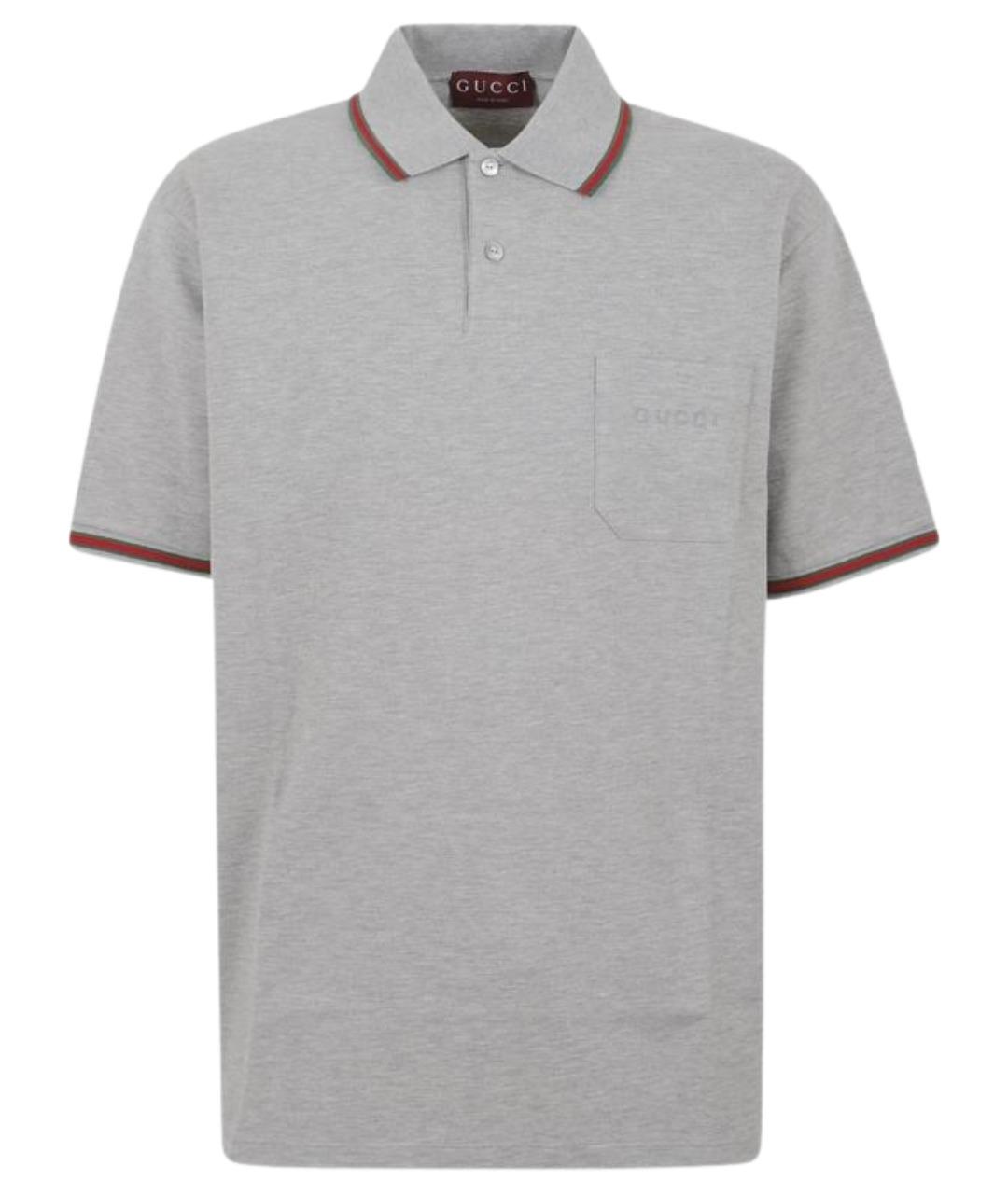 GUCCI Серое вискозное поло с коротким рукавом, фото 1