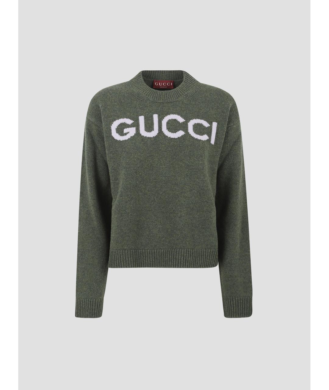 GUCCI Зеленый шерстяной джемпер / свитер, фото 4