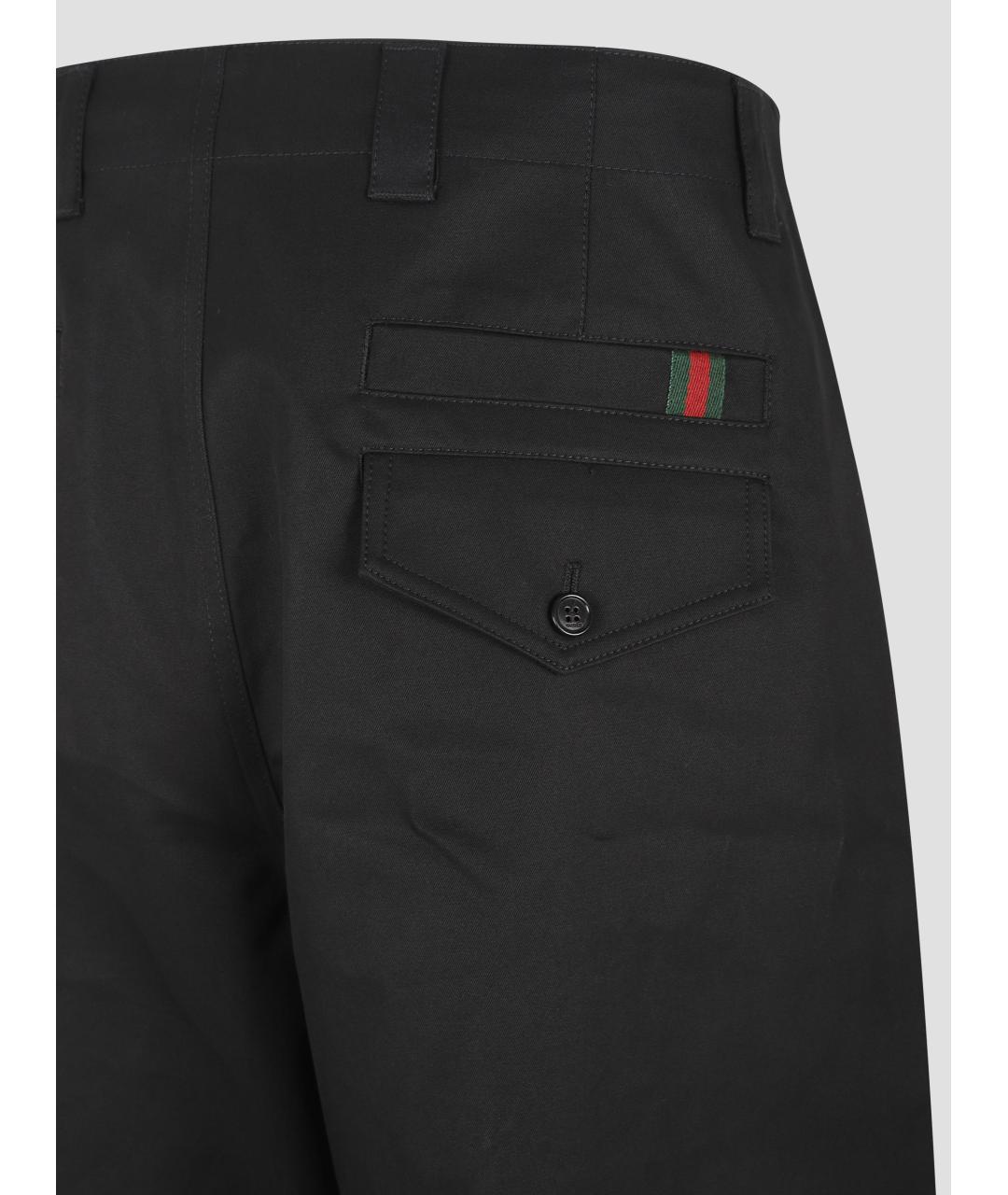 GUCCI Черные хлопковые классические брюки, фото 3