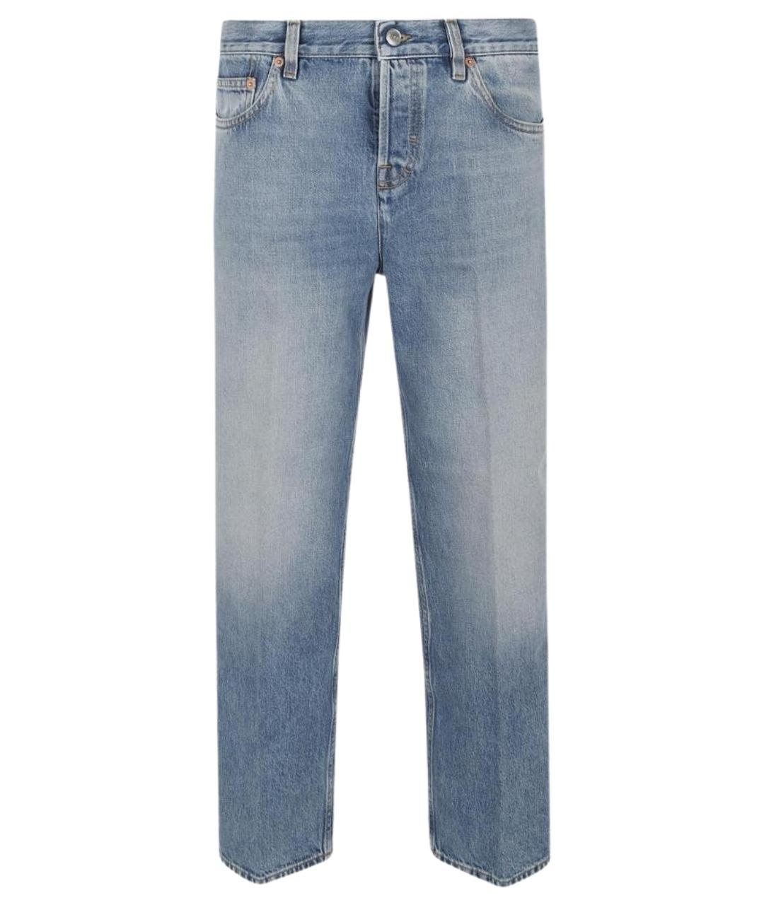 GUCCI Голубые хлопковые прямые джинсы, фото 1