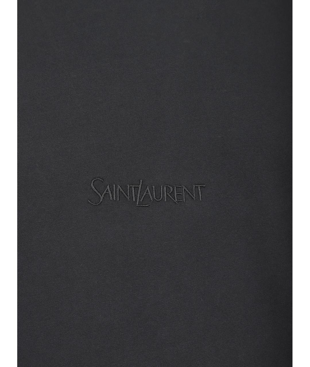 SAINT LAURENT Черная вискозная футболка, фото 3