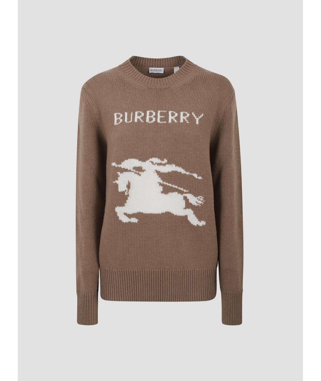 BURBERRY Коричневый шерстяной джемпер / свитер, фото 4
