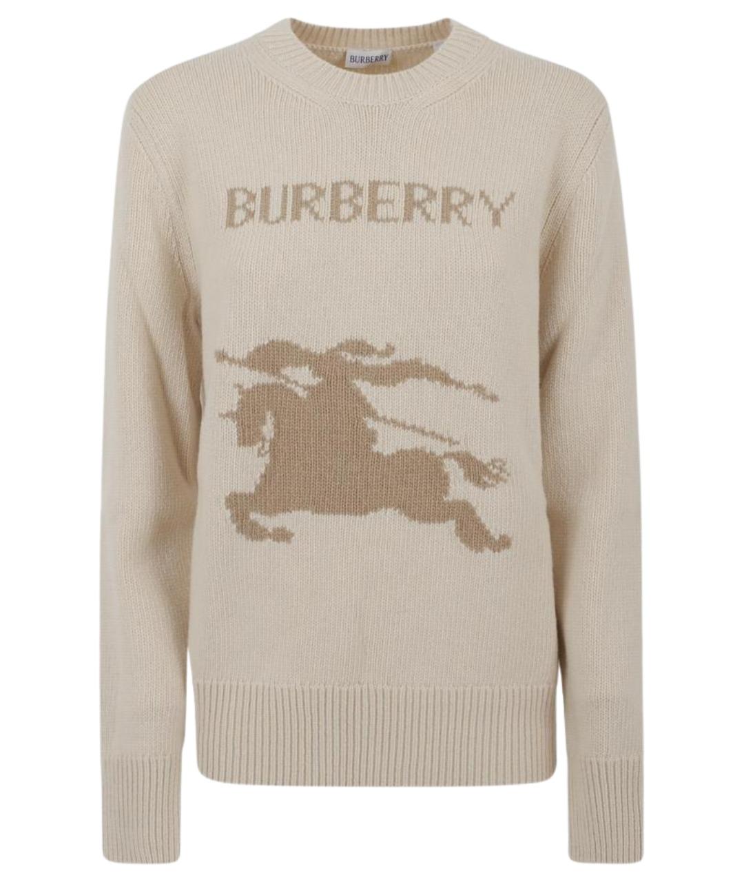 BURBERRY Бежевый шерстяной джемпер / свитер, фото 1