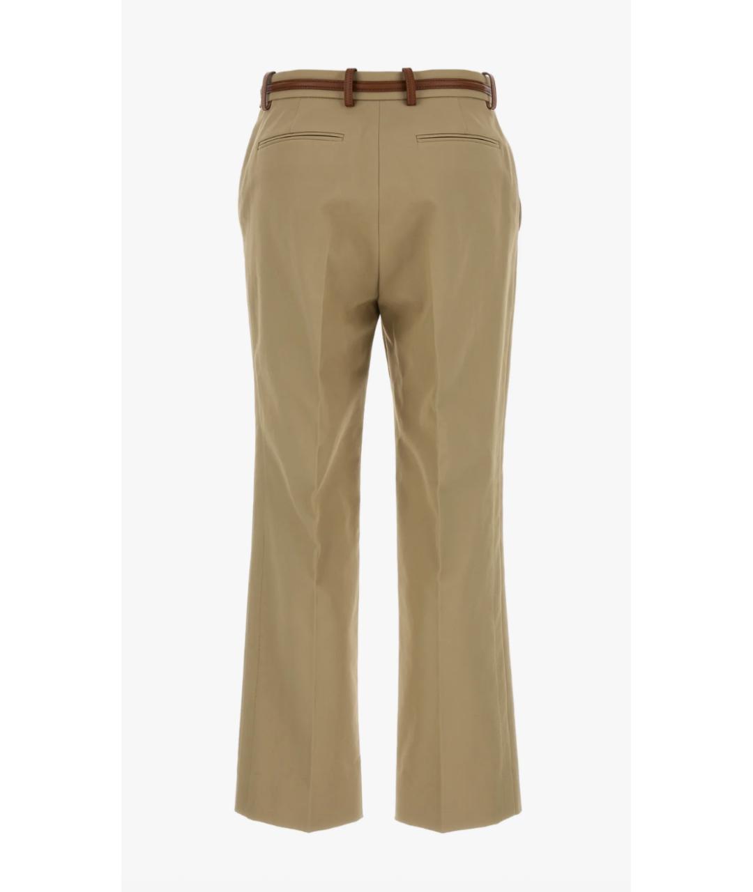 GUCCI Бежевые хлопковые прямые брюки, фото 2