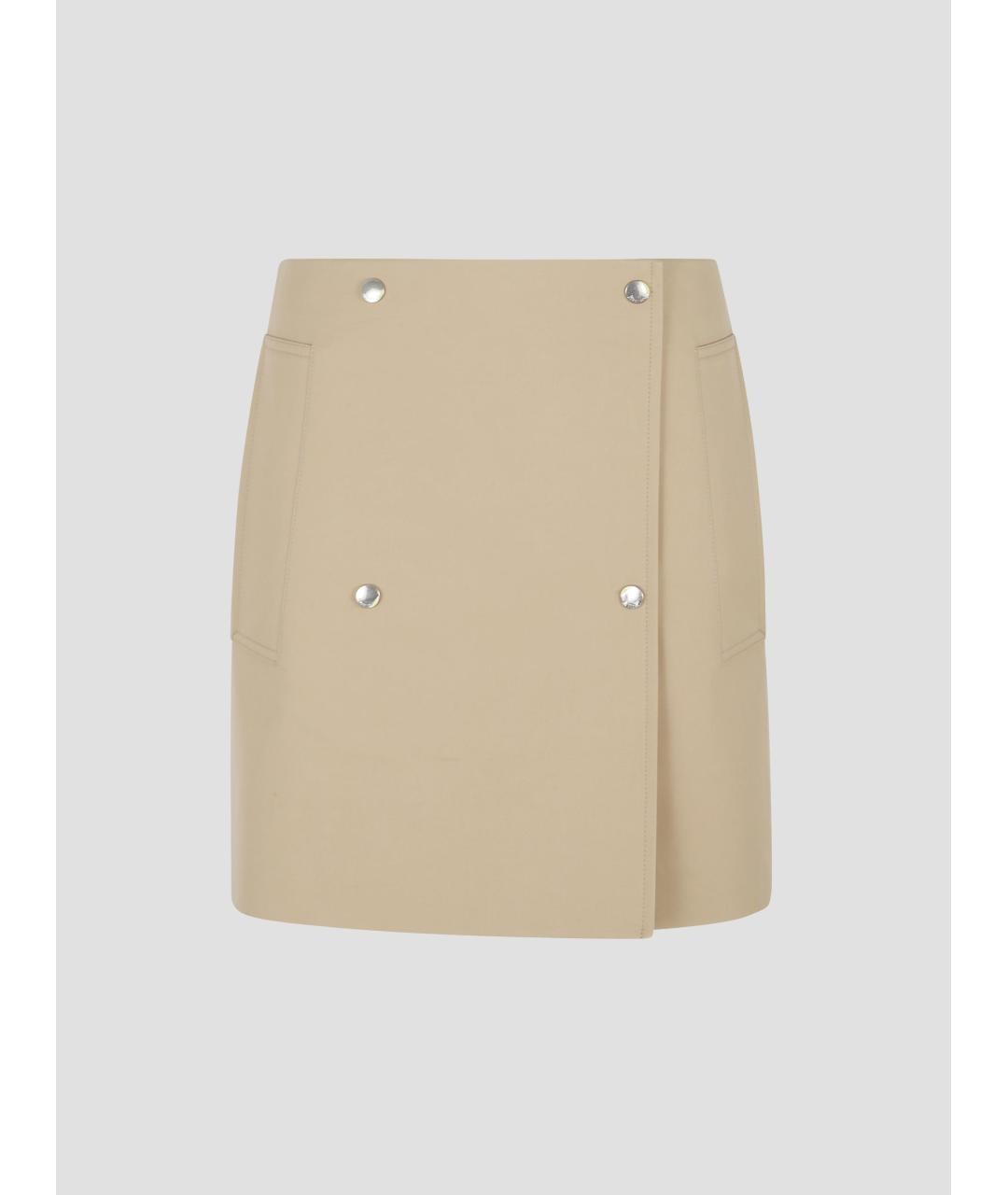 BURBERRY Бежевая хлопковая юбка мини, фото 4