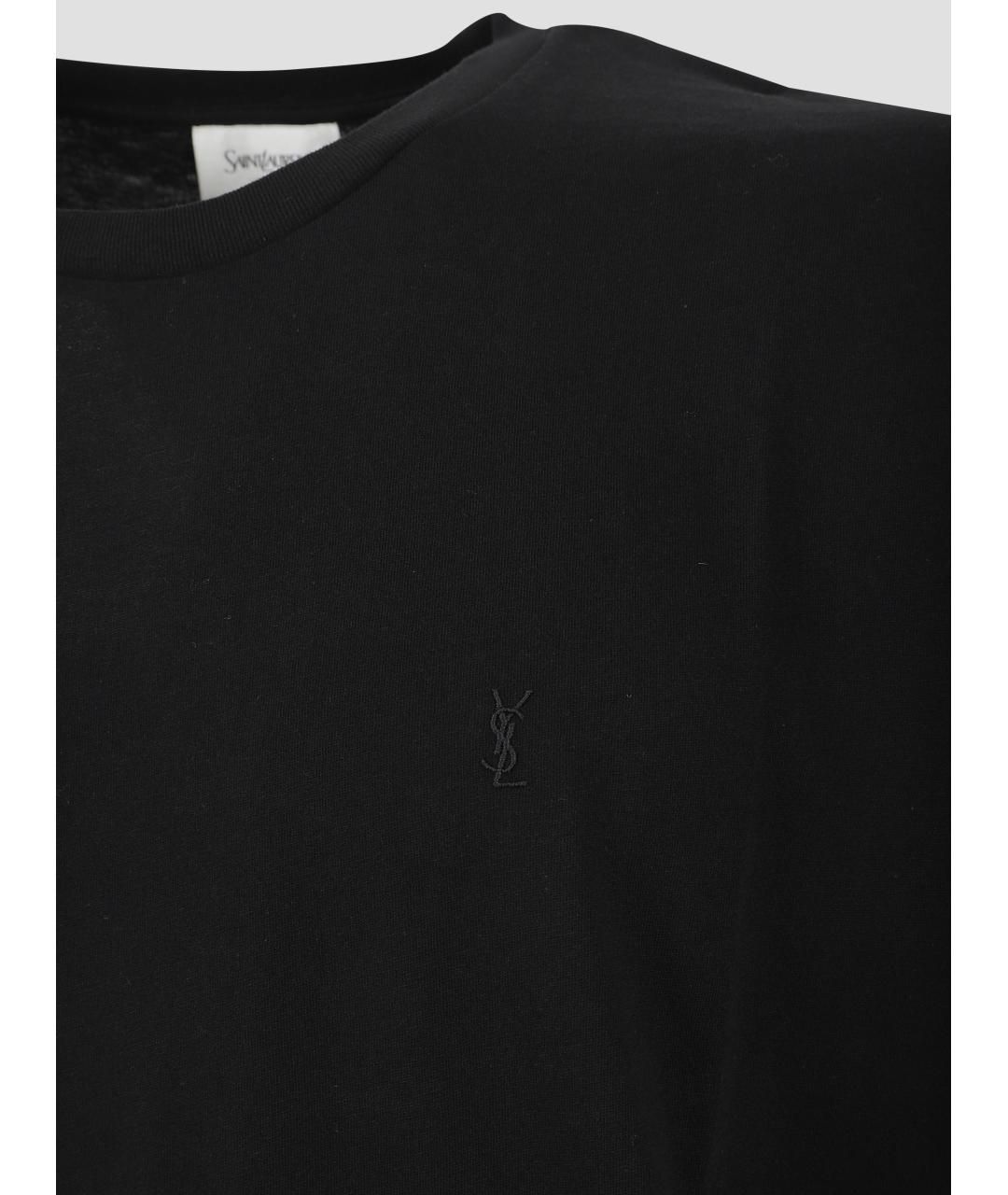 SAINT LAURENT Черная вискозная футболка, фото 3