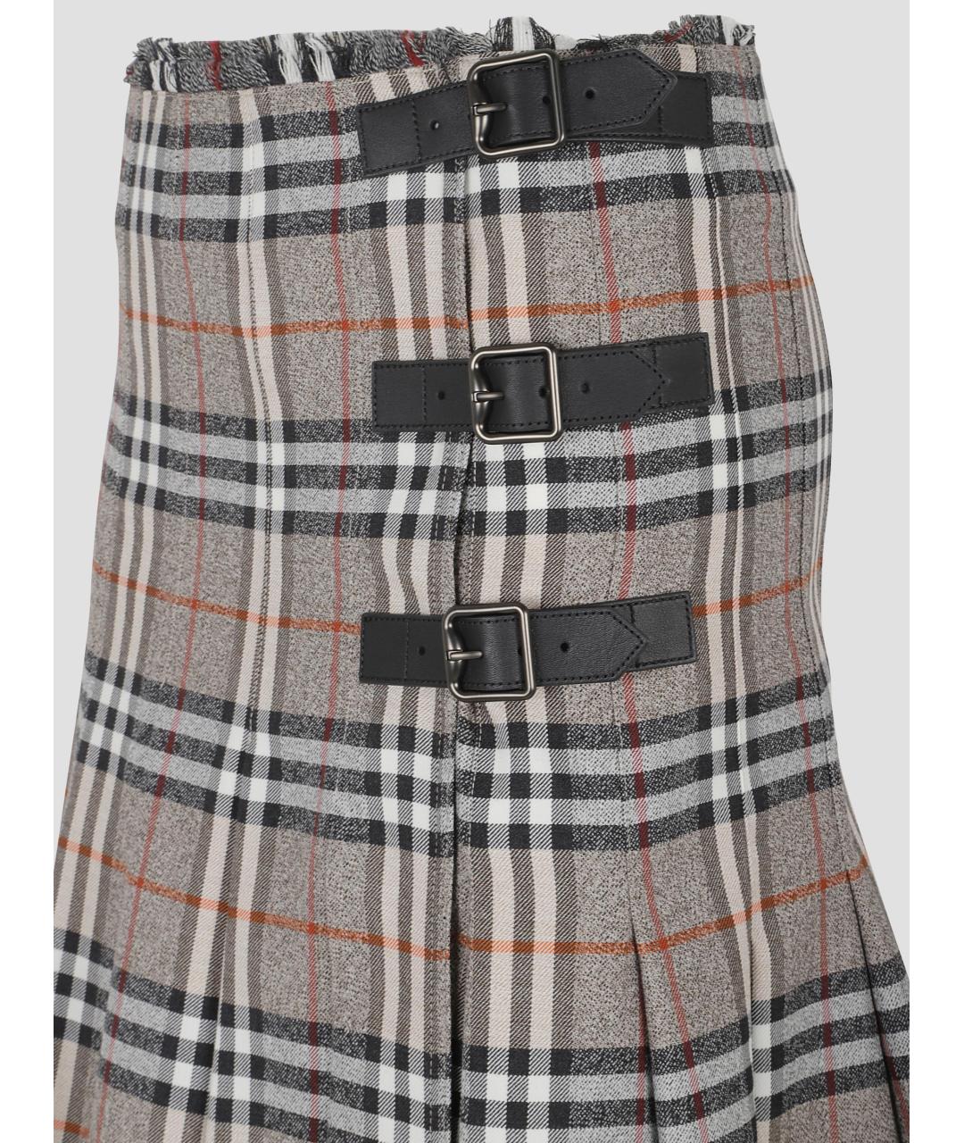 BURBERRY Мульти шерстяная юбка миди, фото 3